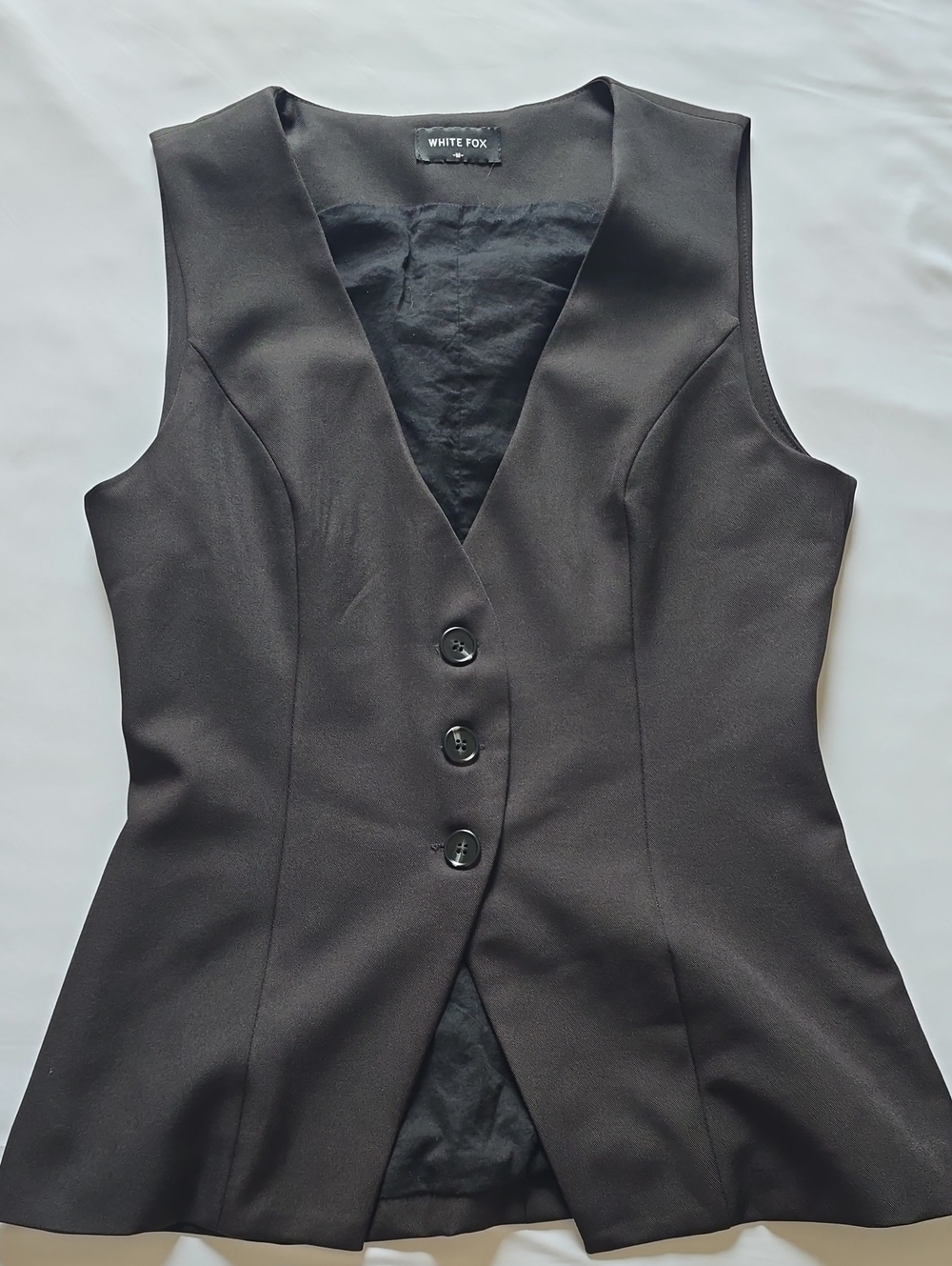 White Fox Black V-Neck Vest for Women
